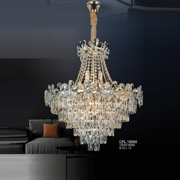 CPL 10040: Đèn chùm thả Phale K9 - KT: Ø600mm x H680mm - Bóng đèn chân E14 x 13 bóng