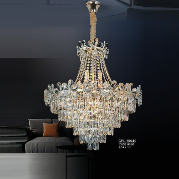 CPL 10040: Đèn chùm thả Phale K9 - KT: Ø600mm x H680mm - Bóng đèn chân E14 x 13 bóng