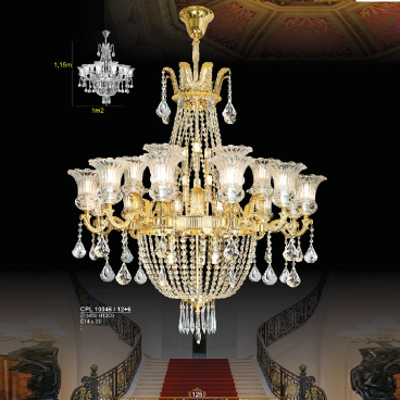 CPL 10046/12+6: Đèn chùm Phale chao thủy tinh 18 tay - KT: Ø1450mm x H1200mm - Bóng đèn chân E14 x 33 bóng