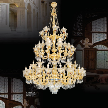 CPL 10049/56: Đèn chùm Phale chao thủy tinh 56 tay - KT: Ø1400mm x H2200mm - Bóng đèn chân E14 x 56 bóng