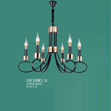 S - CN 10061/6: Đèn chùm nến 6 tay - KT: Ø660mm x H425mm - Bóng đèn E14 x 6 bóng
