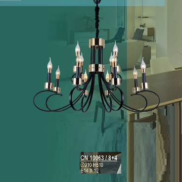 S - CN 10063/8+4: Đèn chùm nến 12 tay - KT: Ø910mm x H510mm - Bóng đèn E14 x 12 bóng