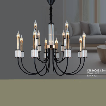 S - CN 10069/8+4: Đèn chùm nến 12 tay - KT: Ø880mm x H570mm - Bóng đèn E14 x 12 bóng