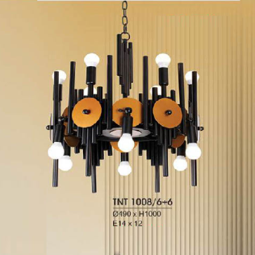 TNT 1008/6+6: Đèn chùm thả 12 bóng - KT: Ø490mm x H1000mm - Bóng đèn E14 x 12 bóng
