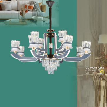 S - CL 10091/8+4: Đèn chùm LED 12 tay - KT: Ø950mm x H500mm - Đèn LED ánh sáng đổi 3 màu