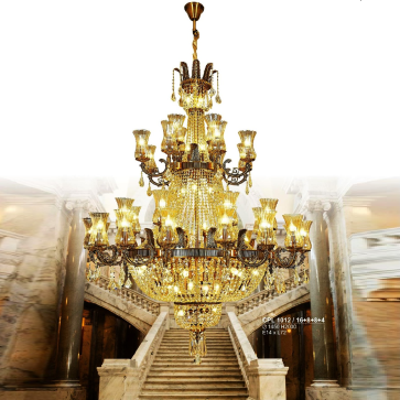 S - CPL 1012/16+8+8+4: Đèn chùm Phale chao thủy tinh 36 tay - KT: Ø1450mm x H2000mm - Bóng đèn E14 x 72bóng