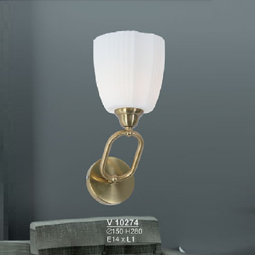 S - V 10274: Đèn gắn tường chao thủy tinh - KT: Ø150mm x H280mm - Bóng đèn E14 x 1