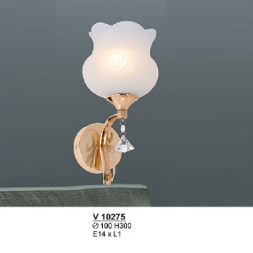 S - V 10275: Đèn gắn tường chao thủy tinh - KT: Ø100mm x H300mm - Bóng đèn E14 x 1