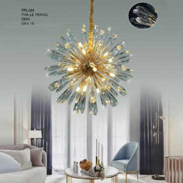 35 - TPL104: Đèn thả Phale trắng - KT: Ø600mm - Đèn LED G9 x18 bóng