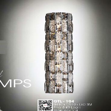 GTL-104: Đèn gắn tường LED Phale K9 - KT: Ø110mm x H510mm - Đèn LED đổi 3 màu