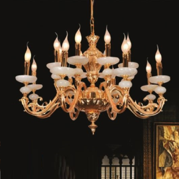 E - CD - 105/16: Đèn chùm đồng 16 tay - KT: Ø850mm x H500mm +500mm -  Bóng đèn nến E14 x 16 bóng