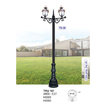 TRỤ 107: Đèn trụ sân vườn chất liệu hợp kim 2 bóng - Cao 3000mm