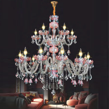 NC 1073/12+6: Đèn chùm Phale nến 18 tay - KT: Ø1000mm x H1000mm +600mm - Bóng đèn nến E14 x 18 bóng