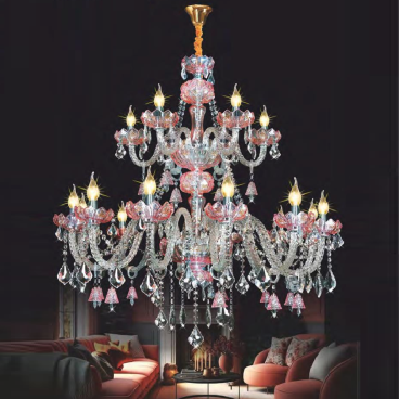 NC 1073/12+6: Đèn chùm Phale nến 18 tay - KT: Ø1000mm x H1000mm +600mm - Bóng đèn nến E14 x 18 bóng