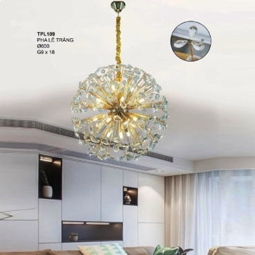 35 - TPL109: Đèn thả Phale trắng - KT: Ø600mm - Đèn LED G9x18 bóng