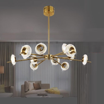 35 - TTK108T12: Đèn chùm thân xi vàng, chao Phale LED 12 bóng - KT: Ø900mm x H550mnm - Đèn LED đổi 3 màu