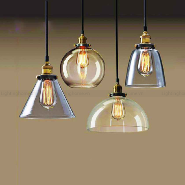 THCN 11 (A): Đèn thả đơn, chóa thủy tinh  - KT: Ø135mm - Bóng đèn E27 x 1 bóng