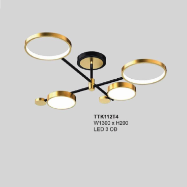35 - TTK112T4: Đèn chùm LED 4 tay - KT: W1300mm x H200mm - Đèn LED đổi 3 màu