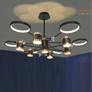 NC 1143/12:  Đèn chùm LED 12 tay - KT: Ø1000mm x H500mm - Đèn LED đổi 3 màu