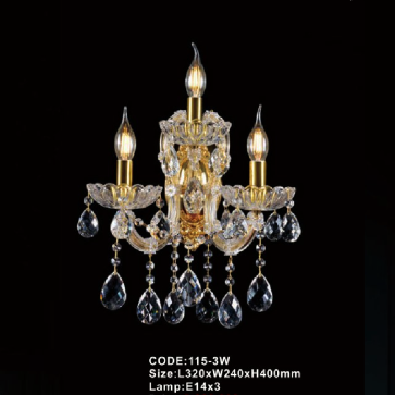 CODE: 115 - 3W: Đèn gắn tường Phale nến 3 bóng - KT: L320mm x W240mm x H400mm - Đèn LED 3W + Bóng đèn nến E14 x 3 bóng