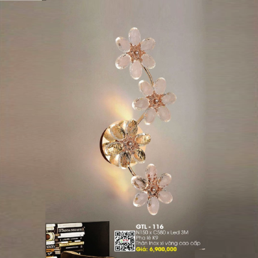 GTL -116: Đèn gắn tường LED Phale K9 - KT: W150mm x H580mm - Đèn LED đổi 3 màu