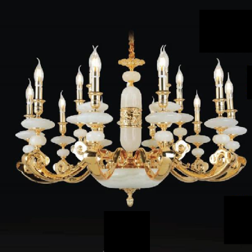 VER - CNĐ -1162/15: Đèn chùm đồng chao đá - KT: Ø950mm x H560mm - Đèn chân E14 x 15 bóng