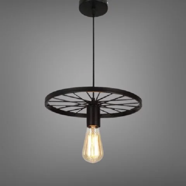 THCN 117: Đèn thả đơn hình bánh xe - KT: Ø 280mm x H800mm - Bóng đèn E27 x 1 bóng