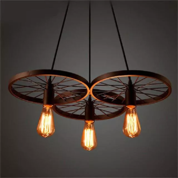 THCN 118 -18: Đèn thả 3 hình bánh xe - KT: Ø 550mm x H800mm - Bóng đèn E27 x 3 bóng