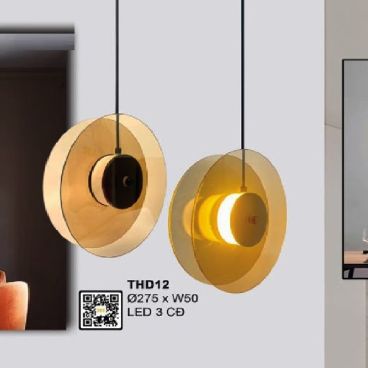 THD12: Đèn thả LED đơn - KT: Ø275mm x W50mm - Đèn LED đổi 3 màu