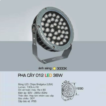 AFC - 012 LED 36W: Đèn pha cây LED 36W - Ánh sáng vàng 3200K