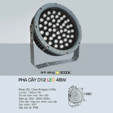 AFC - 012 LED 48W: Đèn pha cây LED 48W - Ánh sáng vàng 3200K