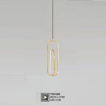 35 - TTK1202: Đèn thả đơn LED - KT: W210mm x H750mm - Đèn LED đổi 3 màu