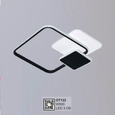 35 - OT122: Đèn áp trần LED Mica - KT: W500mm - Đèn LED đổi 3 màu