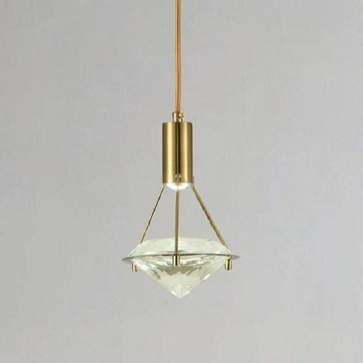 TTK 123A: Đèn thả đơn, chao thủy tinh khối - KT: Ø130mm x H250mm - Đèn LED đổi 3 màu