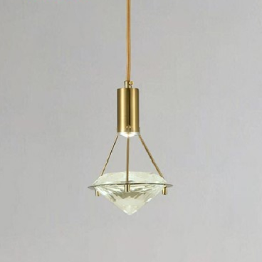 TTK 123A: Đèn thả đơn, chao thủy tinh khối - KT: Ø130mm x H250mm - Đèn LED đổi 3 màu