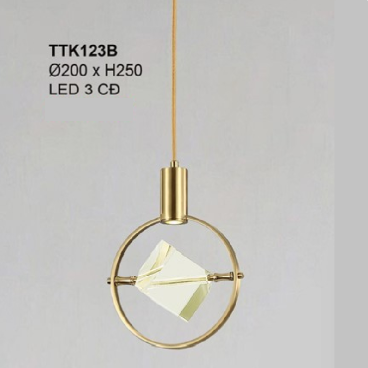 TTK123B: Đèn thả đơn - KT: Ø200mm x H250mm - Đèn LED đổi 3 màu
