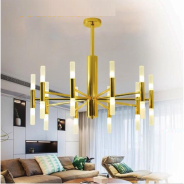 35 - TTKCD125N20 ( XI VÀNG): Đèn chùm thân xi vàng 20 bóng LED  - KT: Ø700mm x H550mm  - Bóng đèn LED G4 x 20 bóng