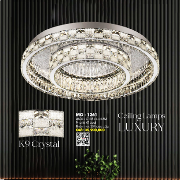 MO - 1261: Đèn áp trần Phale K9 loại 1 - KT: Ø800mm x H135mm - Đèn LED đổi 3 màu