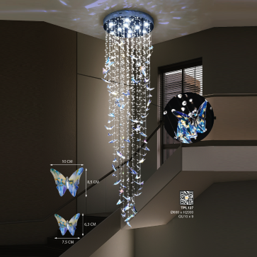 TPL127: Đèn thả thông tầng Phale LED - KT: Ø600mm x H2000mm - Bóng đèn LED GU10 x 9 bóng