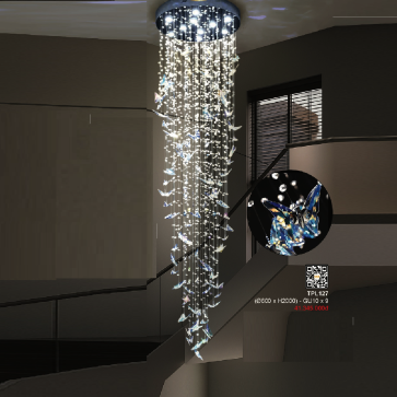 TPL127: Đèn thả thông tầng Phale LED - KT: Ø600mm x H2000mm - Bóng đèn LED GU10 x 9 bóng