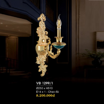 VĐ 1299/1: Đèn gắn tường 1 bóng - KT: Ø250mm x 510mm - Bóng đèn LED E14 x 1
