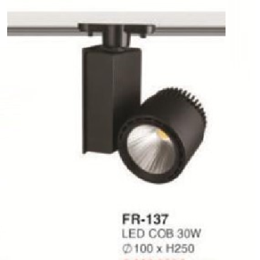 FR-137: Đèn rọi ray LED COB 30W - KT: Ø100mm x H250mm - 1 chế độ ánh sáng (trắng/vàng)