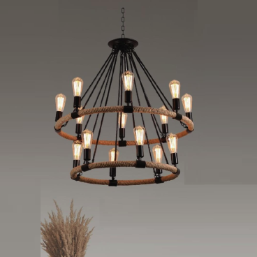 TTK13T14: Đèn chùm thả Cafe - KT: Ø600mm + Ø800mm - Bóng đèn E27 x 14 bóng