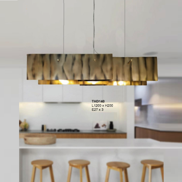 35 - THD140: Đèn thả ngang - KT: L1200mm x H250mm - Bóng đèn E27 x 3 bóng