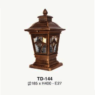 EU - TD - 144: Đèn gắn đầu trụ - KT: 185mm x 185mm x H400mm - Bóng đèn E27 x 1