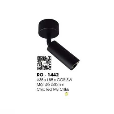 RO - 1442: Đèn rọi - KT: Ø35mm x L85mm - Đèn LED 3W ánh sáng vàng