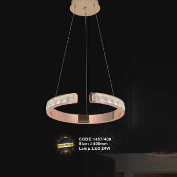 CODE: 1457/400: Đèn thả LED - KT: Ø400mm - Đèn LED 24W ánh sáng đổi 3 màu