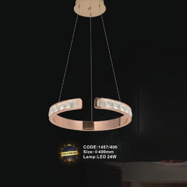 CODE: 1457/400: Đèn thả LED - KT: Ø400mm - Đèn LED 24W ánh sáng đổi 3 màu