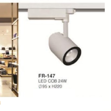 FR-147: Đèn rọi ray LED COB 24W - KT: Ø95mm x H220mm - Ánh sáng Trắng/Vàng/Trung tính