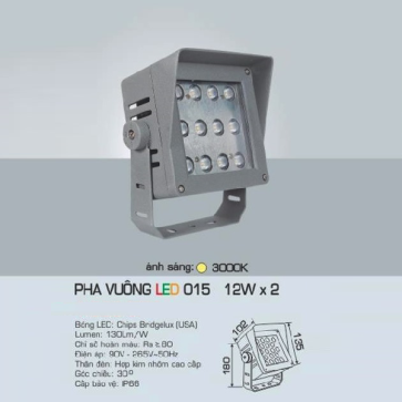 AFC - 015 12W x 2: Đèn pha vuông 12W x 2 - Ánh sáng vàng 3200K